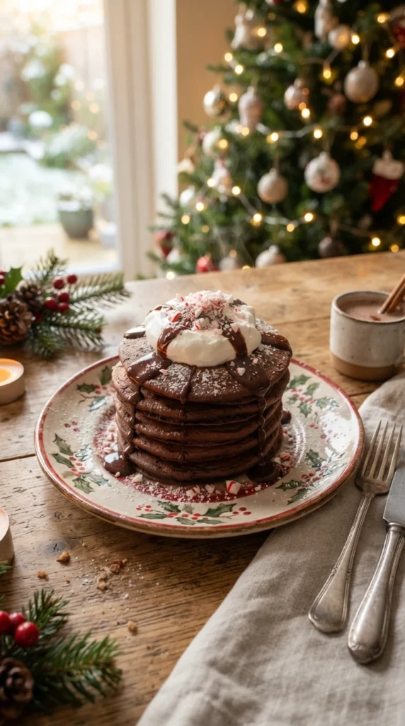 Peppermint Hot Chocolate Pancakes