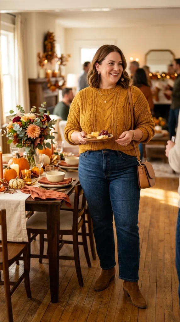 Mustard Yellow Sweater and Jeans