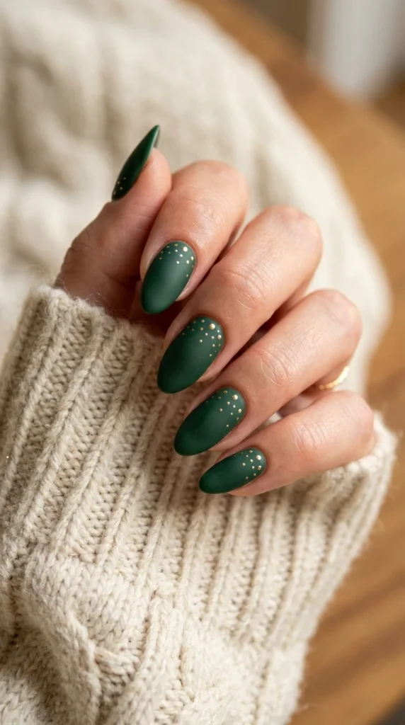 Deep Forest Green with Gold Dots