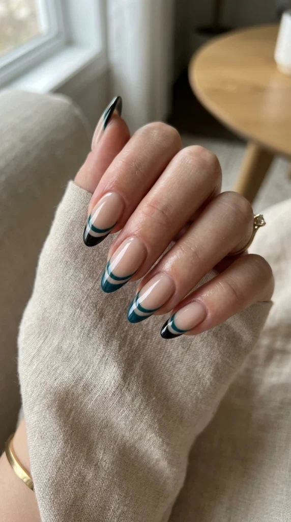 Deep Teal and Black Double Tip