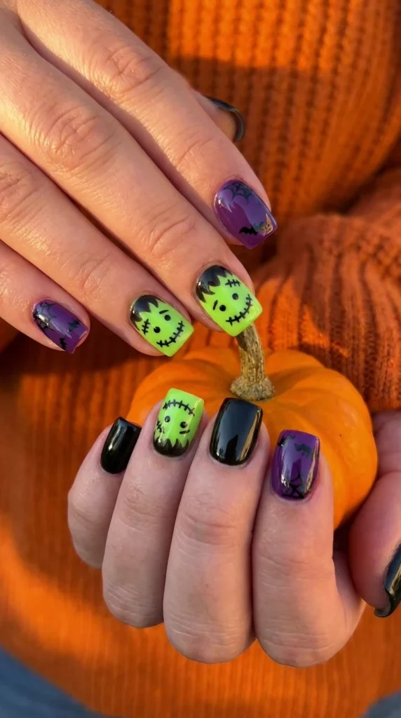  Frankenstein Halloween Nails