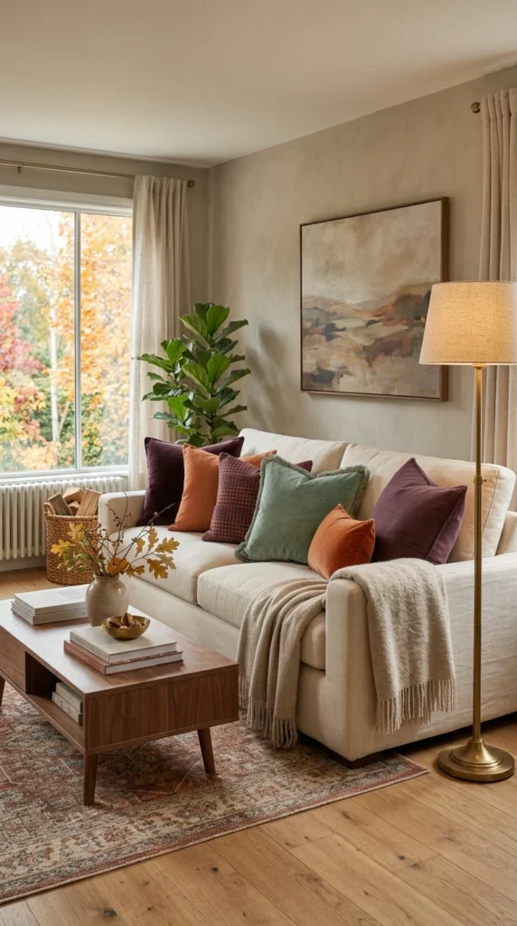Plum and Persimmon Layered Pillows