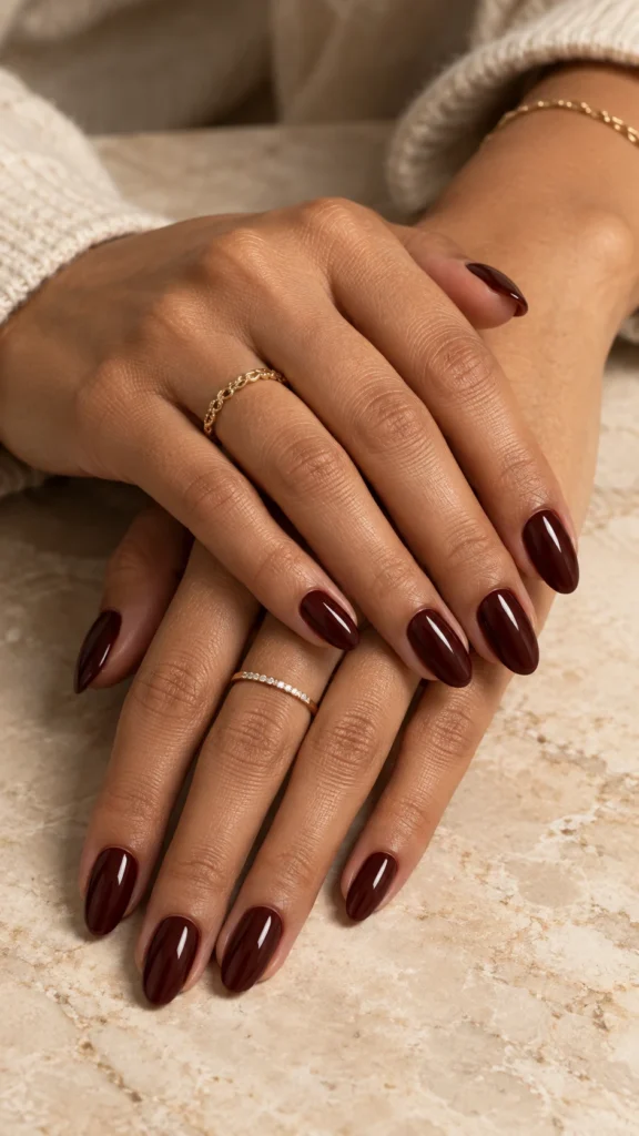 Classic Cherry Mocha Manicure
