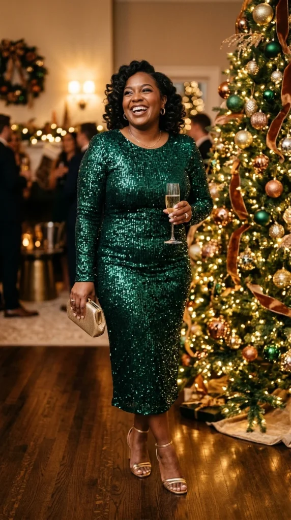 Emerald Green Sequin Dress