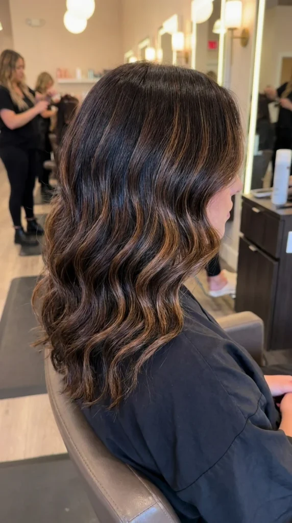 Caramel Balayage on Dark Brunette