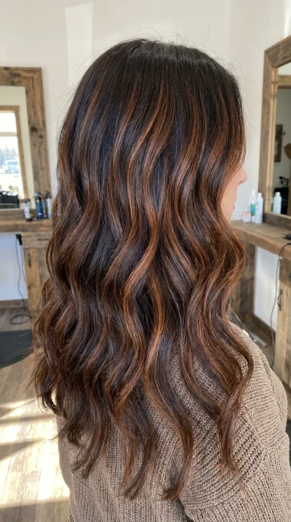 Copper Balayage on Brunette Base