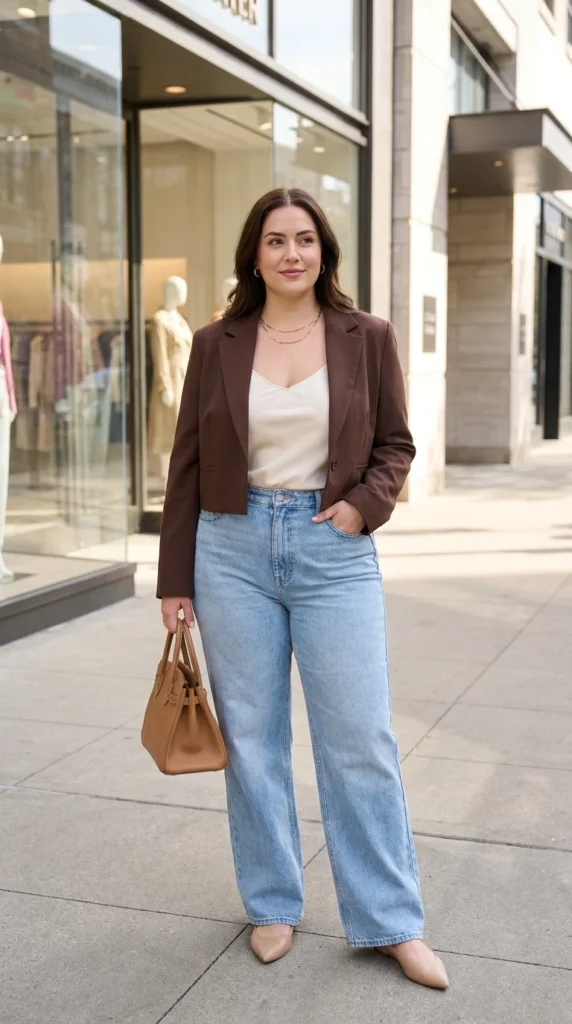 Cropped Blazer and High-Waisted Wide-Leg Jeans