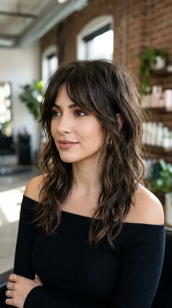Curtain Bangs with a Wolf Cut