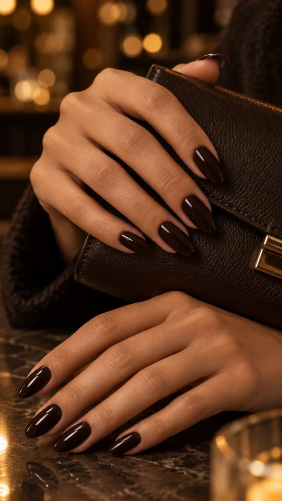 Deep Espresso Almond Nails