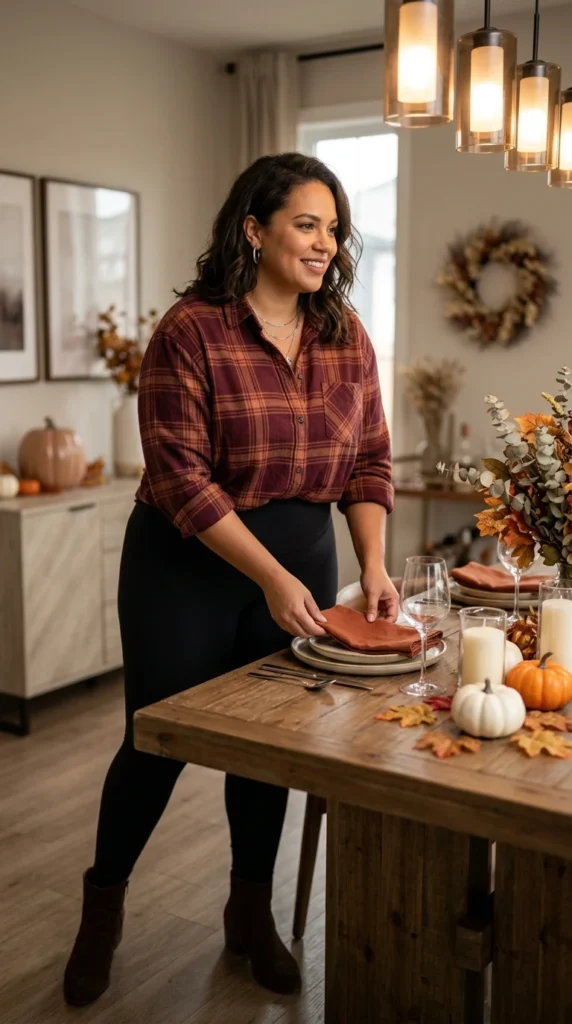 Plaid Flannel Shirt and Leggings