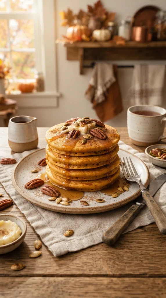 Pumpkin Spice Pancakes with Maple Butter