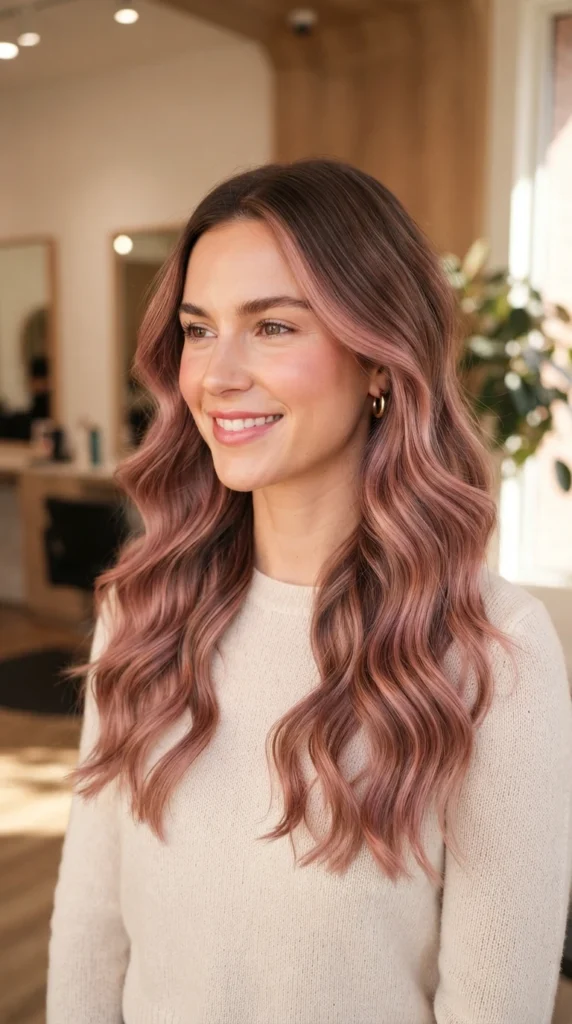 Rose Pink Balayage on Brunette