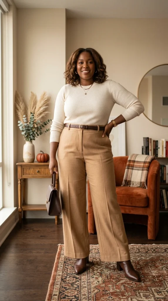 Wide-Leg Trousers in Camel