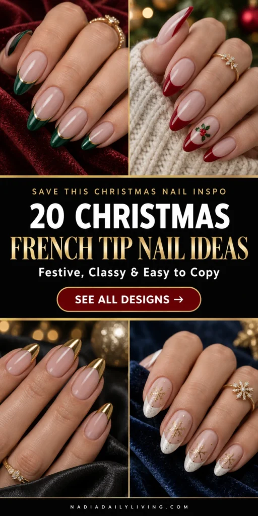 20 Christmas French Tip Nail Ideas