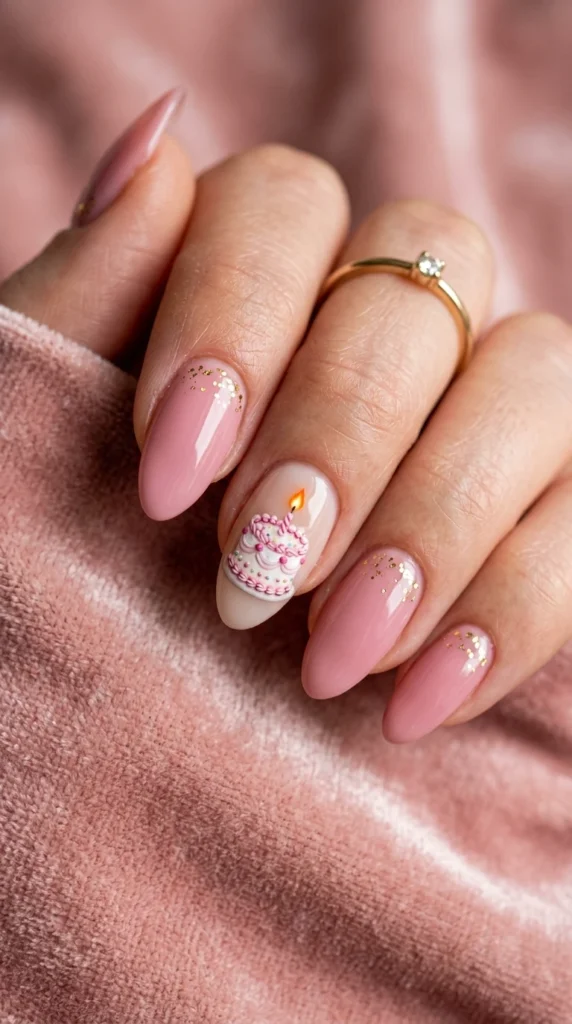 Birthday Cake Accent Nail