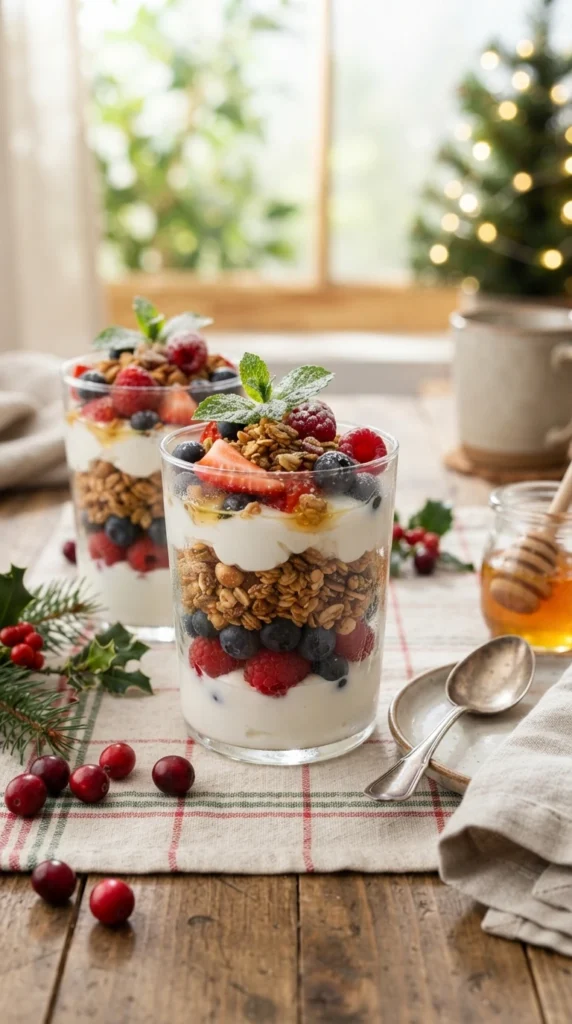 Christmas Fruit and Yogurt Parfait