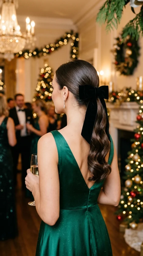 Classic Smooth Ponytail with a Statement Bow