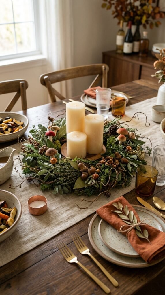 Foraged Herb and Mushroom Wreath for the Table