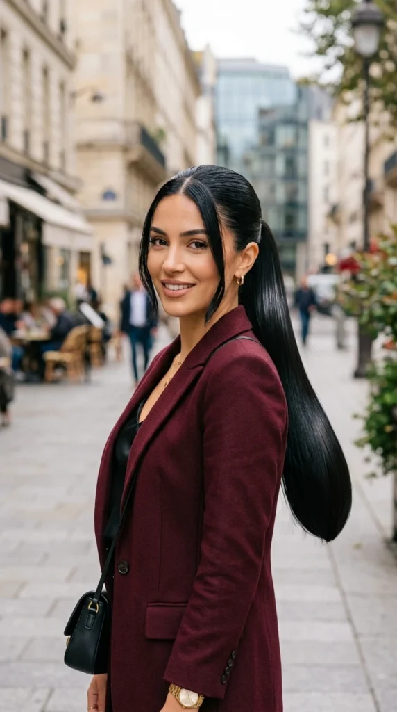 Slick Ponytail with Face-Framing Pieces