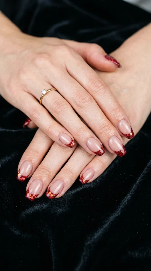 Sparkling Red Glitter Tip