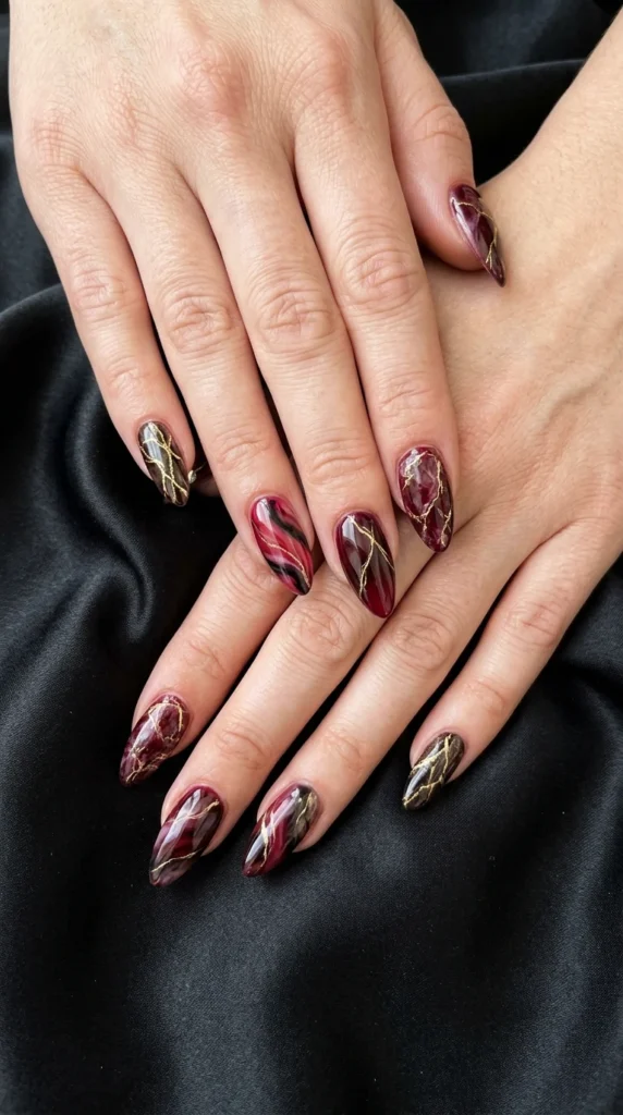 Deep Wine and Gold Marble