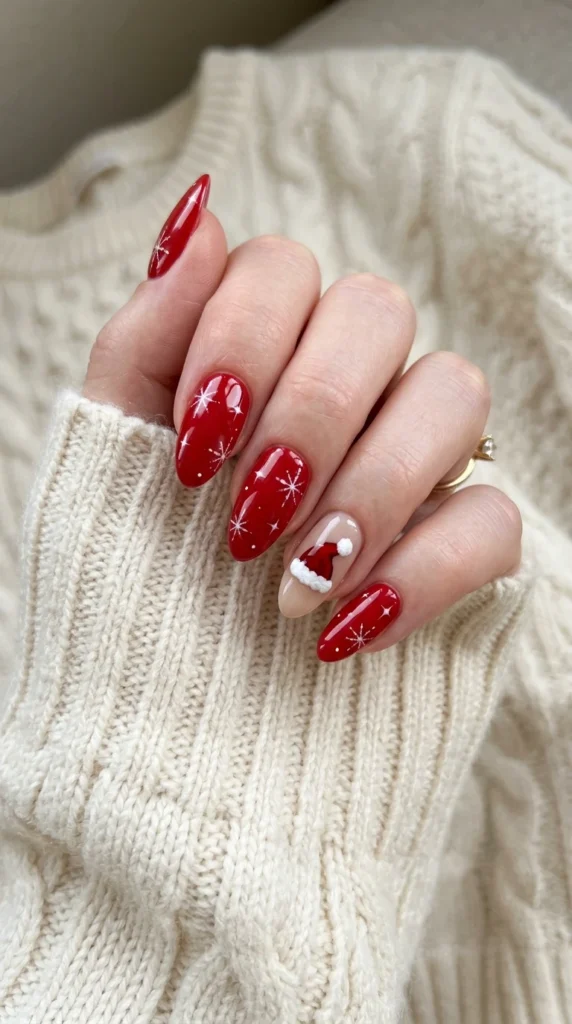 Classic Santa Hat Accent Nail