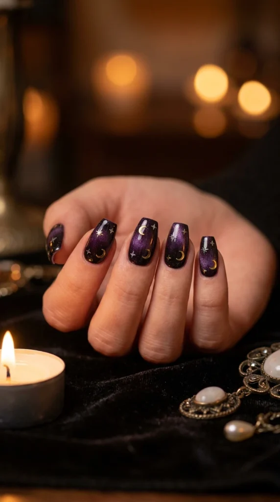  Halloween Moon and Stars Nails