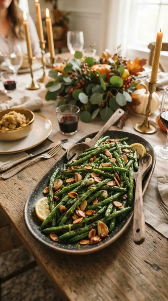 Roasted Garlic Green Beans with Almonds