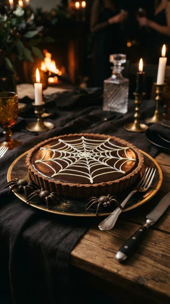 Spiderweb Chocolate Tart