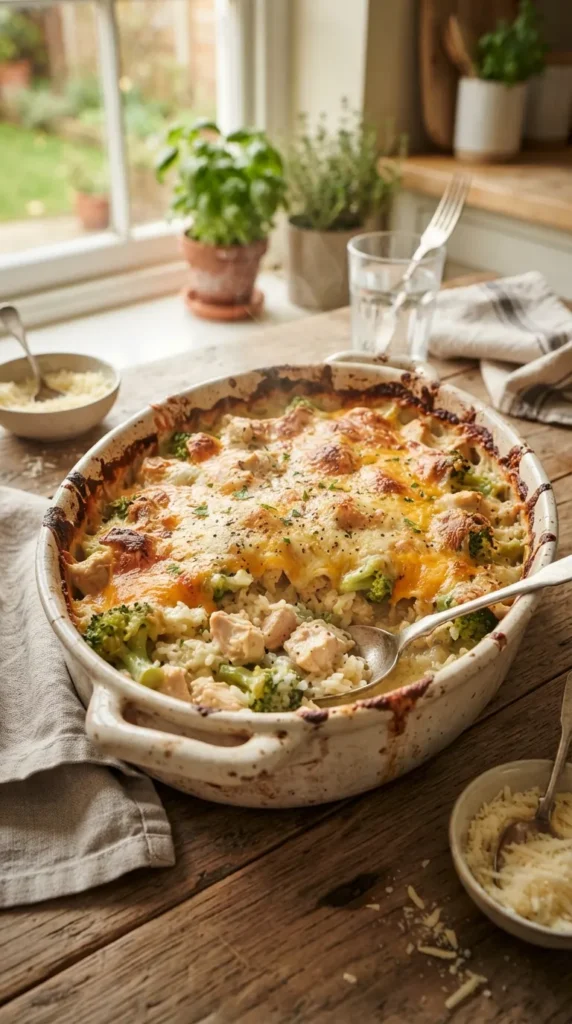 Cheesy Chicken Broccoli Rice Casserole