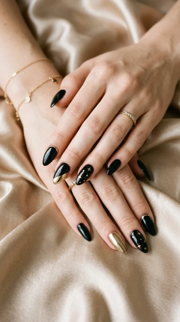 Deep Black and Gold Glam