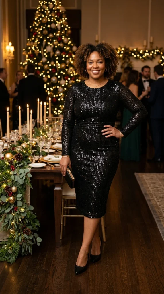 Black Sequin Bodycon Dress