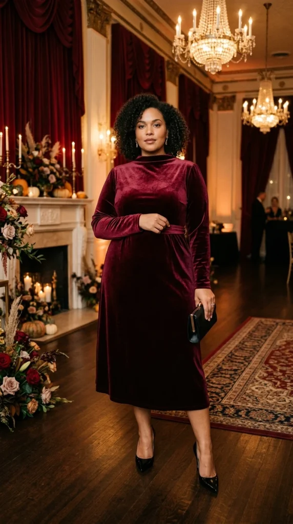 Burgundy Velvet Dress