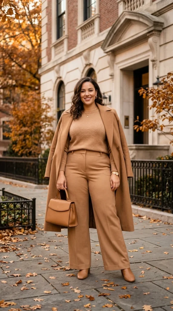 Camel Sweater, Camel Trousers, and Camel Coat