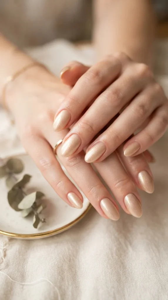 3. Champagne Shimmer Nails