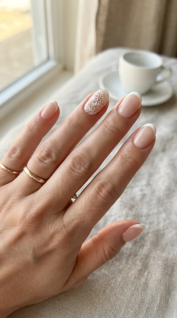 3. Delicate Lace Accent Nail