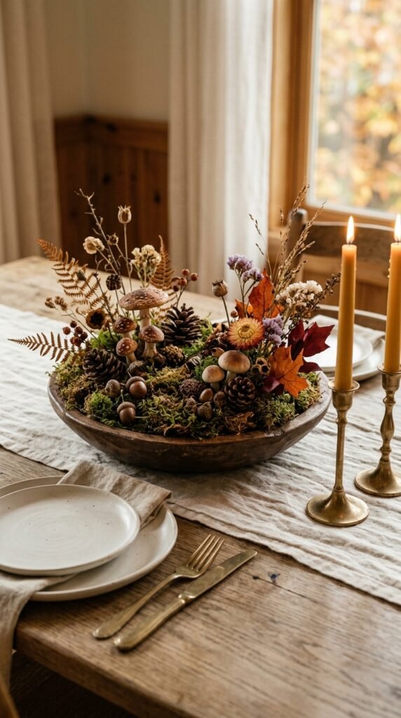 Foraged Moss and Fungi Centerpiece