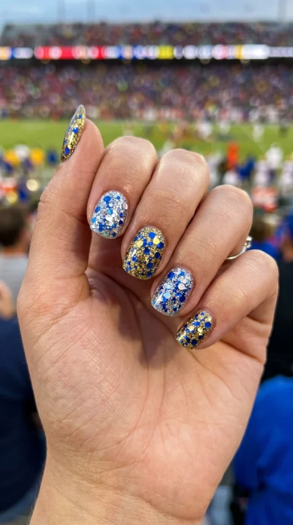 Glitter Pom-Pom Nails