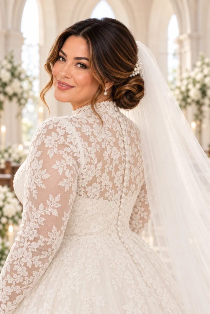 Low Infinity Bun for a Veil