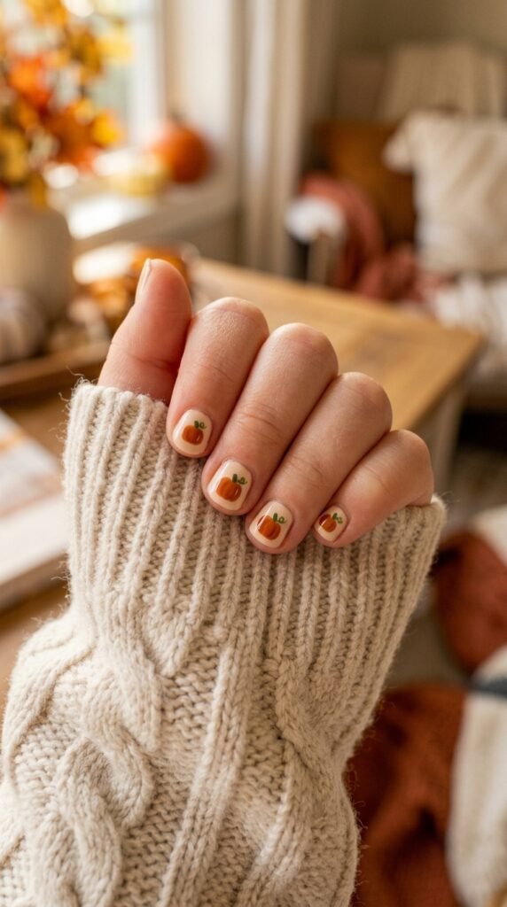 Pumpkin Dot Nails