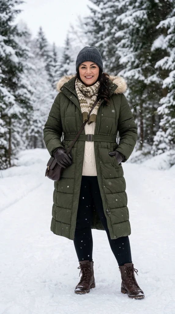 Puffer Coat with a Belt