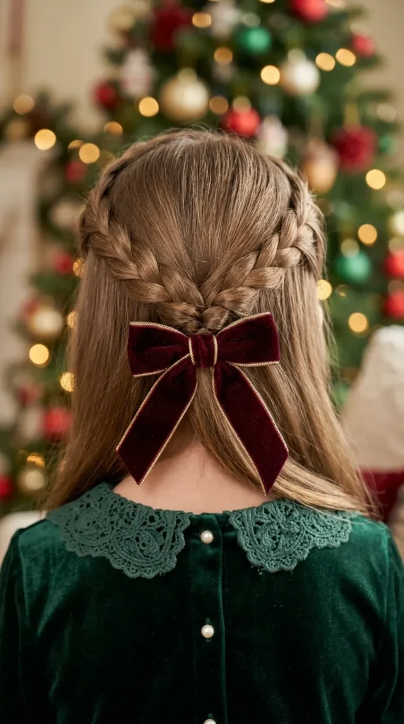Braided Half-Up with Velvet Bow