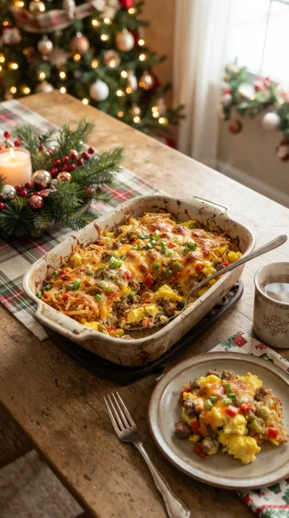 Cheesy Christmas Breakfast Casserole