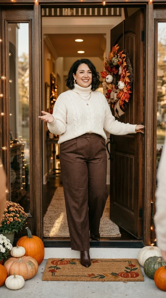 Chunky Sweater and Wide-Leg Trousers