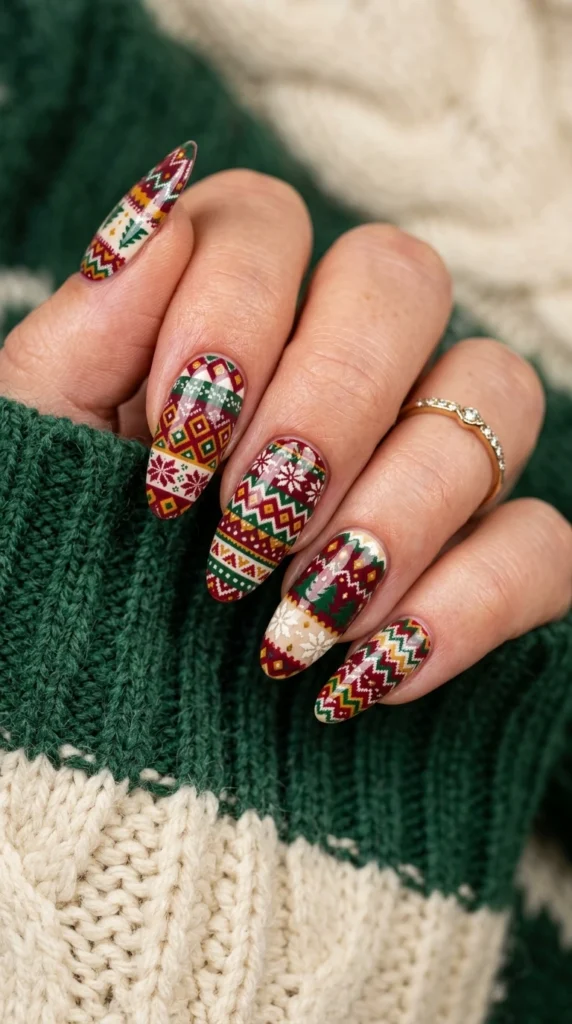 Fair Isle Pattern Nails