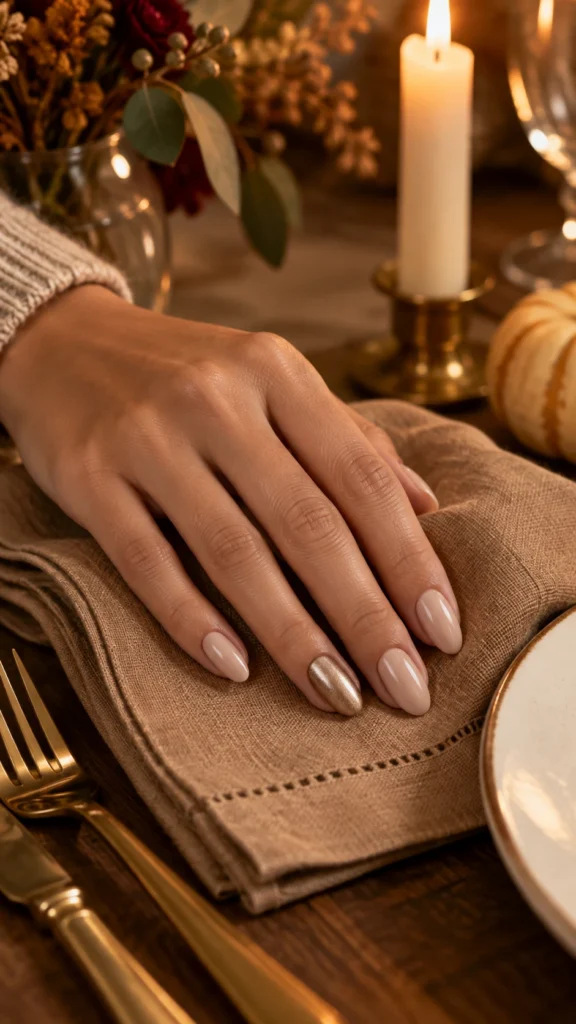 Gold Accent on Warm Nude