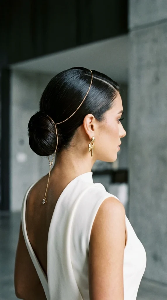 Gold Chain Accent on a Sleek Updo