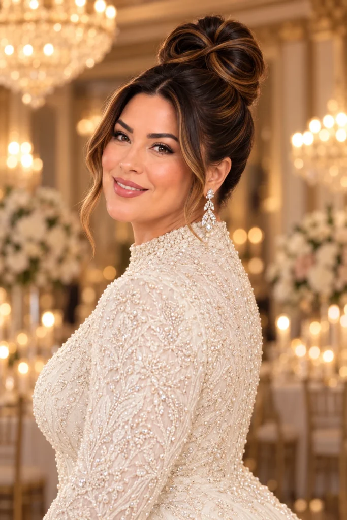 High Infinity Bun with a Statement Earring
