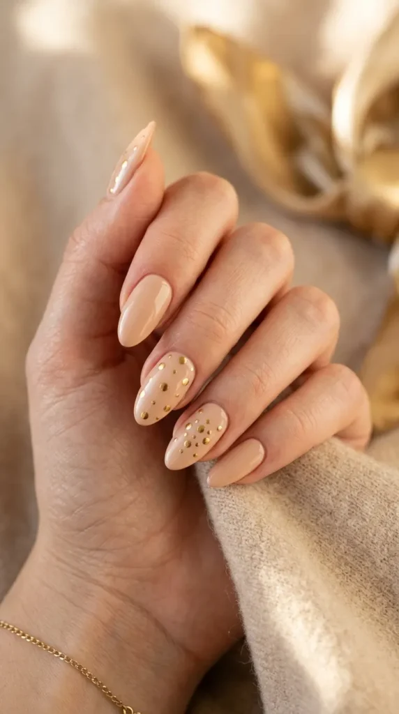 Metallic Gold Dots on Nude Base