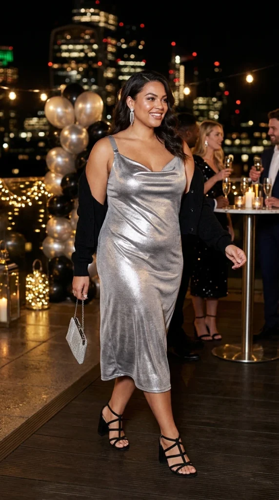 Metallic Slip Dress
